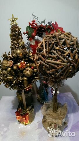 Новогодний декор, экоёлка, топиарий, ручная работа