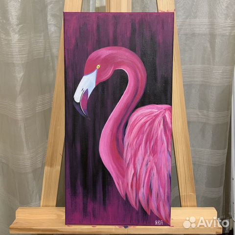 Картина. Розовый фламинго. (Акрил)