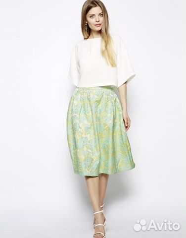 ASOS Жаккардовая юбка миди - цветочный неон