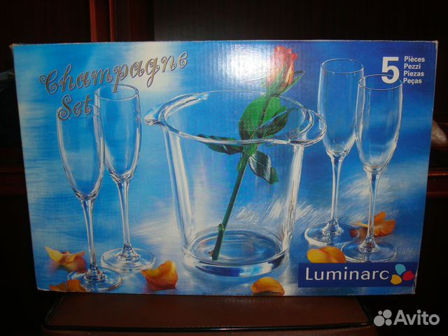 Ведерко для шампанского с бокалами Luminarc новое