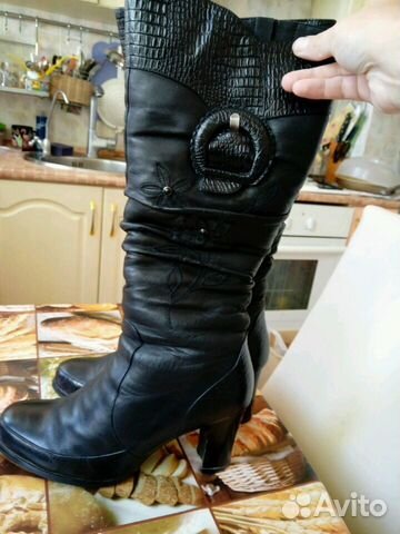 Сапоги зимние кожаные