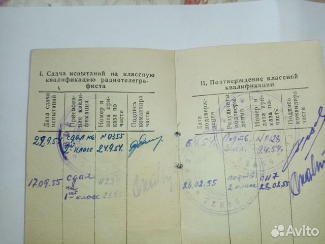 Удостоверение классного радиотелеграфиста СССР