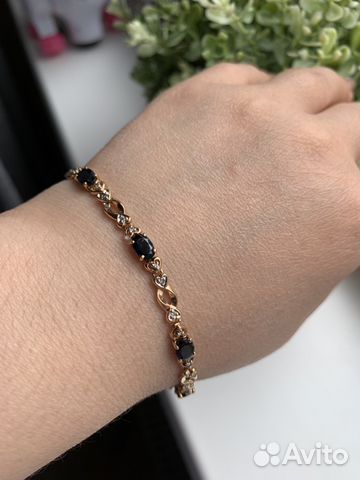 Золотой браслет с Сапфиром и бриллиантами Золотой браслет с Сапфиром и бриллиантами