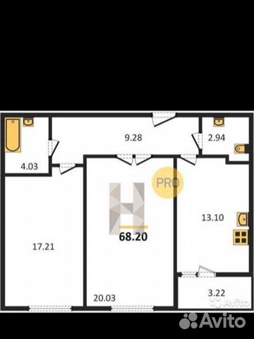 2-к квартира, 68 м², 9/22 эт.