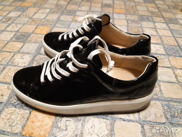 Кеды ботинки ecco лаковая кожа