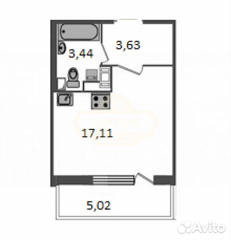 Студия, 24.2 м², 5/18 эт. Студия, 24.2 м², 5/18 эт.