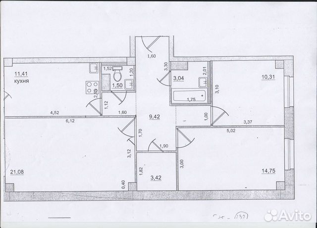3-к квартира, 80 м², 6/16 эт.