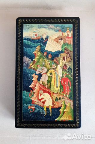 Шкатулка Сказка о рыбаке и рыбке, Мстера, 1960е Шкатулка Сказка о рыбаке и рыбке, Мстера, 1960е