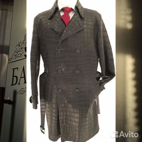 Дублёнка-Тренч мужской kiton из кожи аллигатора Ор Дублёнка-Тренч мужской kiton из кожи аллигатора Ор