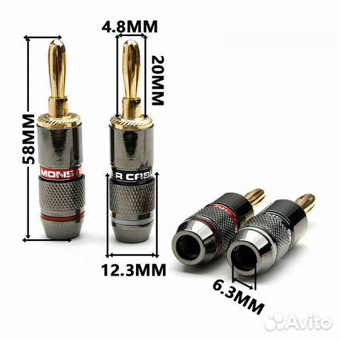 Коннекторы 4 шт Monster Banana Plug бананы Коннекторы 4 шт Monster Banana Plug бананы