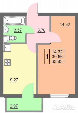 1-room apartment, 33.5 m2, 10/10 FL. 84812777000 buy 2