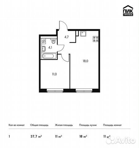 1-к квартира, 37.7 м², 10/16 эт. 1-к квартира, 37.7 м², 10/16 эт.