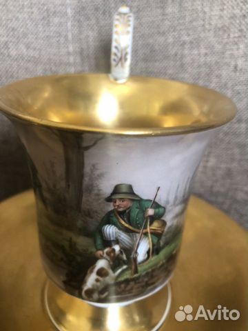 Пара антикварных фарфоровых чашек кпм