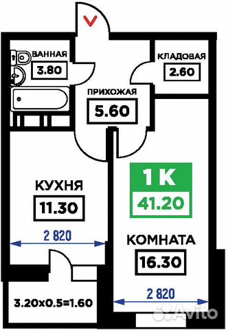 1-к квартира, 41.2 м², 8/19 эт. 1-к квартира, 41.2 м², 8/19 эт.