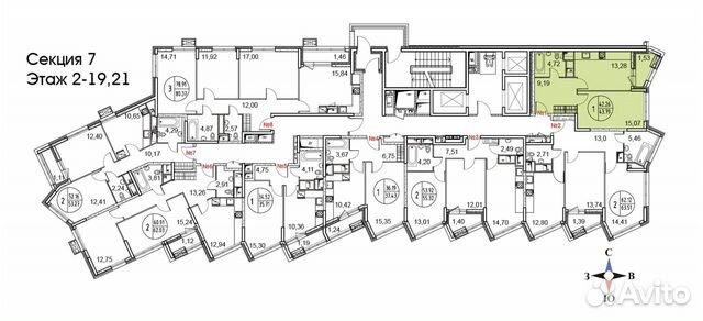 1-к квартира, 43.8 м², 4/21 эт.