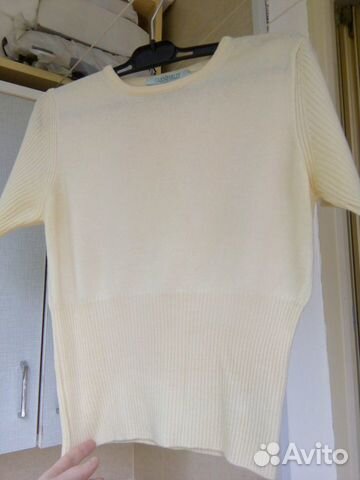 Glenfield молочный шерстяной свитер с коротким рук Glenfield молочный шерстяной свитер с коротким рук