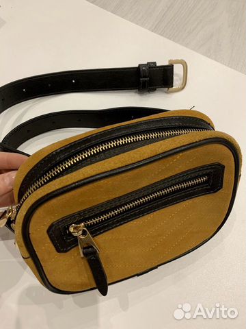 Сумка Mango на пояс, натуральная замша, кожаный ре Сумка Mango на пояс, натуральная замша, кожаный ре