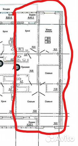 4-к квартира, 103.2 м², 2/19 эт.