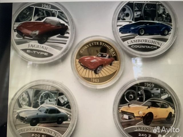 Тувалу сэт из 5 монет цветная эмаль золото