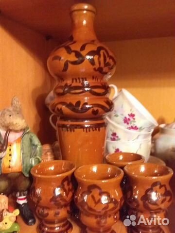 Глиняный штоф и рюмки