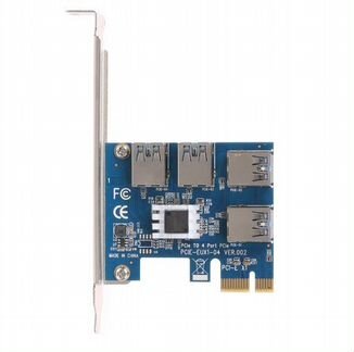 Рейзер-коммуникатор PCI-e 1 to 4 Riser sata-molex