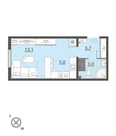 Квартира-студия, 25,2 м², 19/25 эт.
