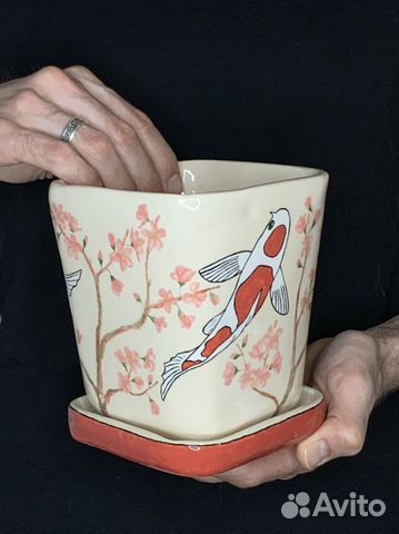 Кашпо для цветов керамическое ручной работы