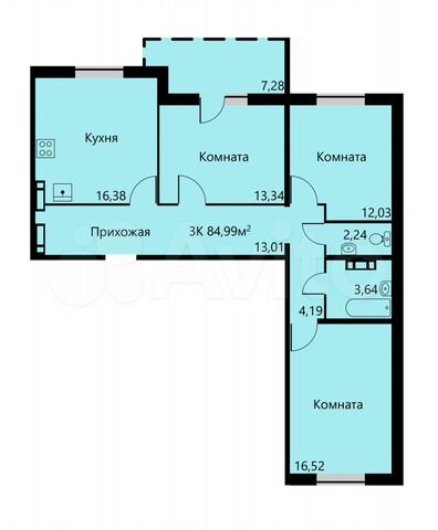 3-к. квартира, 85 м², 17/17 эт.