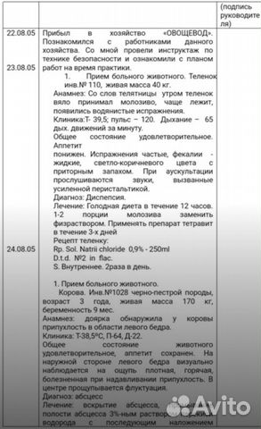 Дневник-отчёт по ветеринарной медицине