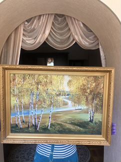 Интерьерная картина холст в раме березовая роща