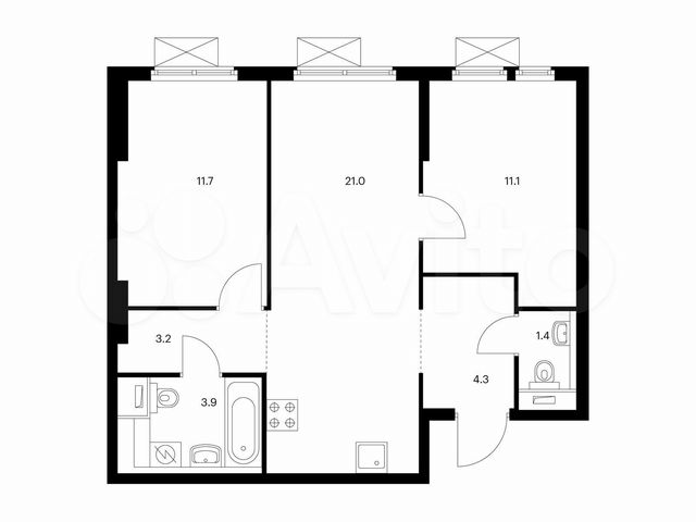 2-к. квартира, 56,6 м², 9/15 эт.