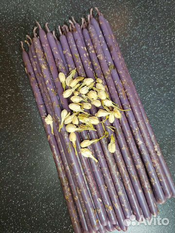 Фиолетовые восковые свечи с жасмином