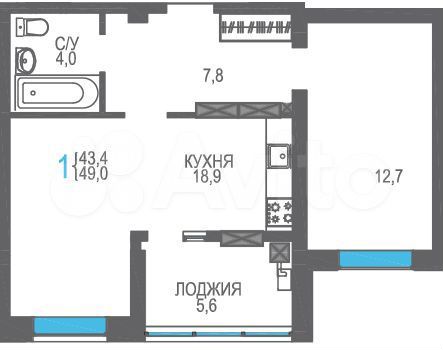 1-к. квартира, 49 м², 8/8 эт.