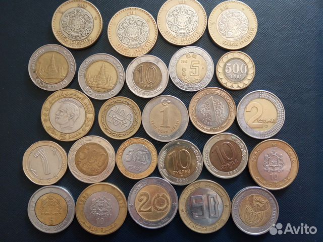 Биметалл разный, 1 и 2 фунты Англии и острова Мен