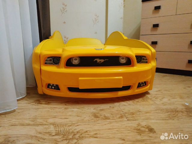 Кровать машинка Мустанг 3Д желтый