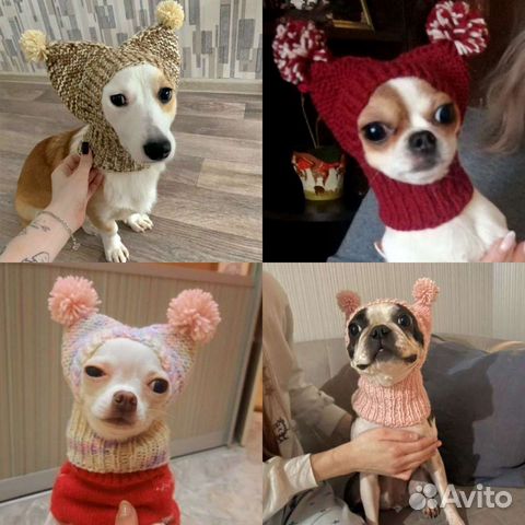 Шапочки для маленьких собак ручная работа