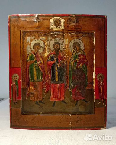 Икона старинная Хранители Домашнего Очага