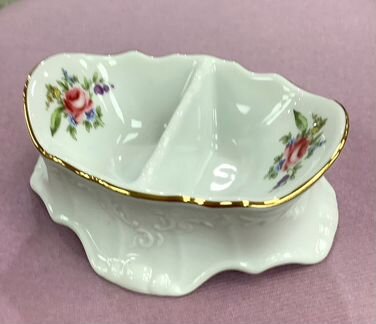 Солонка двойная «Мейсенский букет» фарфор, Чехия