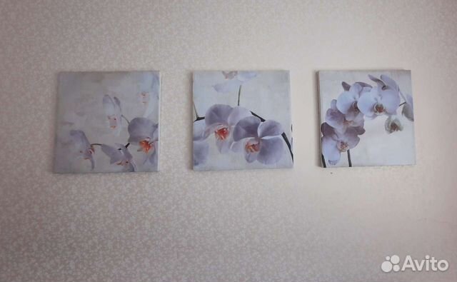 Картина на холсте. Триптих. Орхидеи