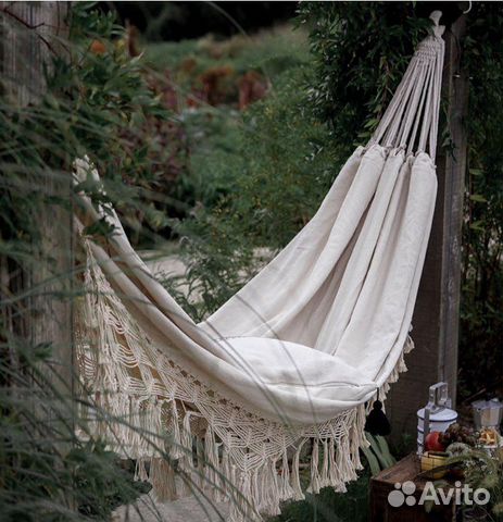 Новый гамак 150х200 бежевый с бахромой