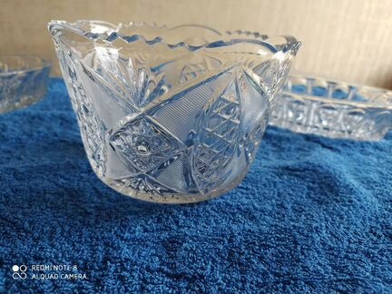 Салатники(хруст Богемия, стекло СССР)