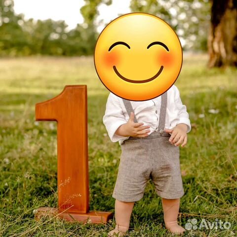 Цифра 1 на годик деревянная + топеры для торта