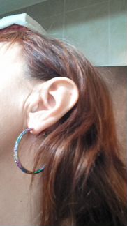 Серьги - обручи паве разноцветными цирконами