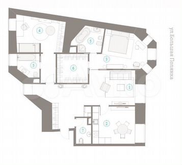 2-к апартаменты, 119 м², 5/6 эт.