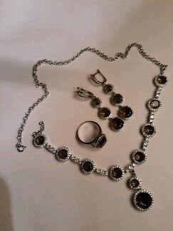 Набор. жадеит. Подвеска, кольцо,серьги