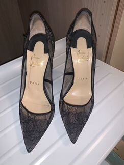 Лодочки Louboutin кружевные 12см