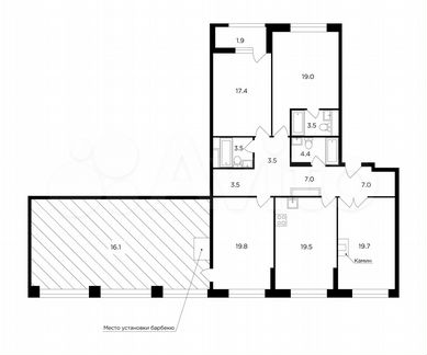 4-к квартира, 146.2 м², 20/20 эт.