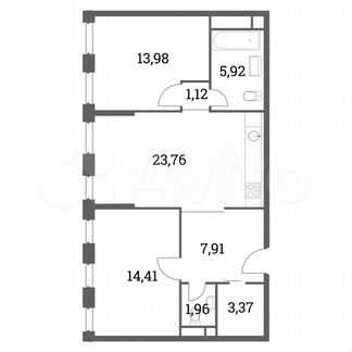 2-к квартира, 72.4 м², 36/41 эт.