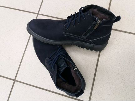 Ботинки зимние синий нубук