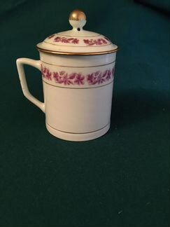 Чашка, стакан фарфоровый с крышкой Китай
